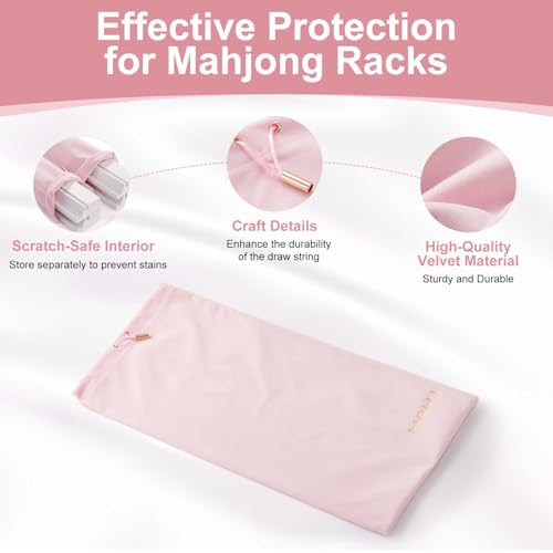 Pink Velvet Mahjong Rack & Pusher Storage Bag – 2 Compartments, Fits 4 Racks & 4 Pushers