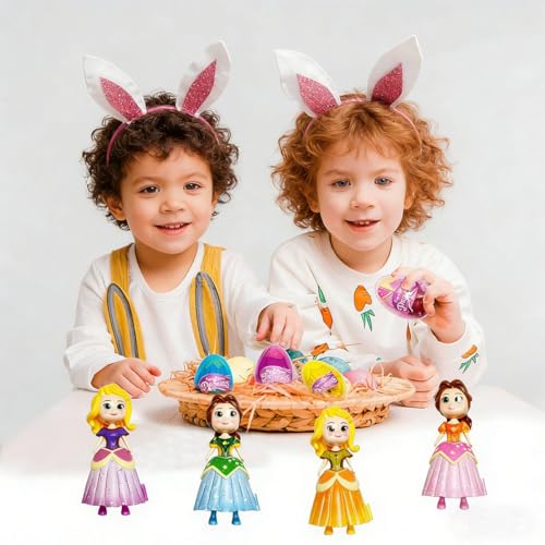 Pinkiwine 4 Pack Princess Deformation Eggs – Prefilled Easter Eggs with Toys for Kids