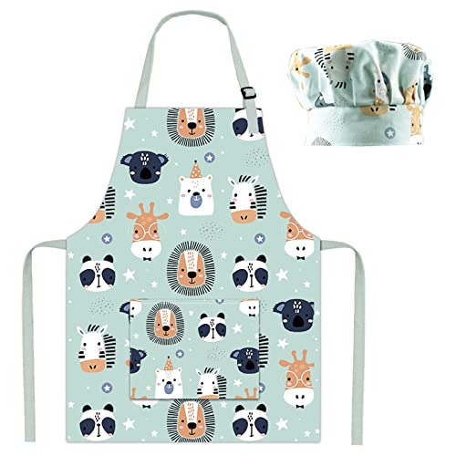 Pipoobear Kids Cotton Apron – Adjustable Strap with Front Pocket for Toddlers, Boys, and Girls