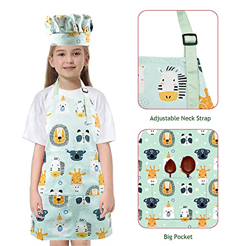 Pipoobear Kids Cotton Apron – Adjustable Strap with Front Pocket for Toddlers, Boys, and Girls