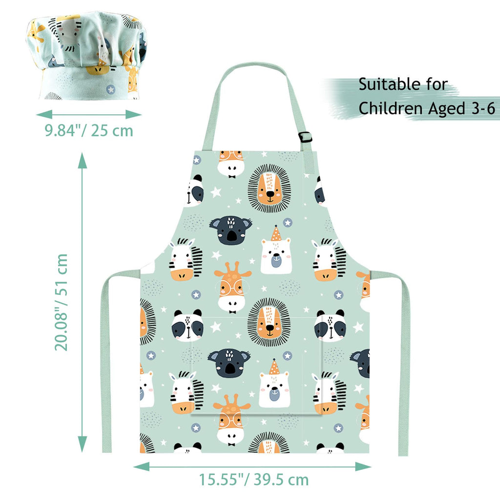 Pipoobear Kids Cotton Apron – Adjustable Strap with Front Pocket for Toddlers, Boys, and Girls