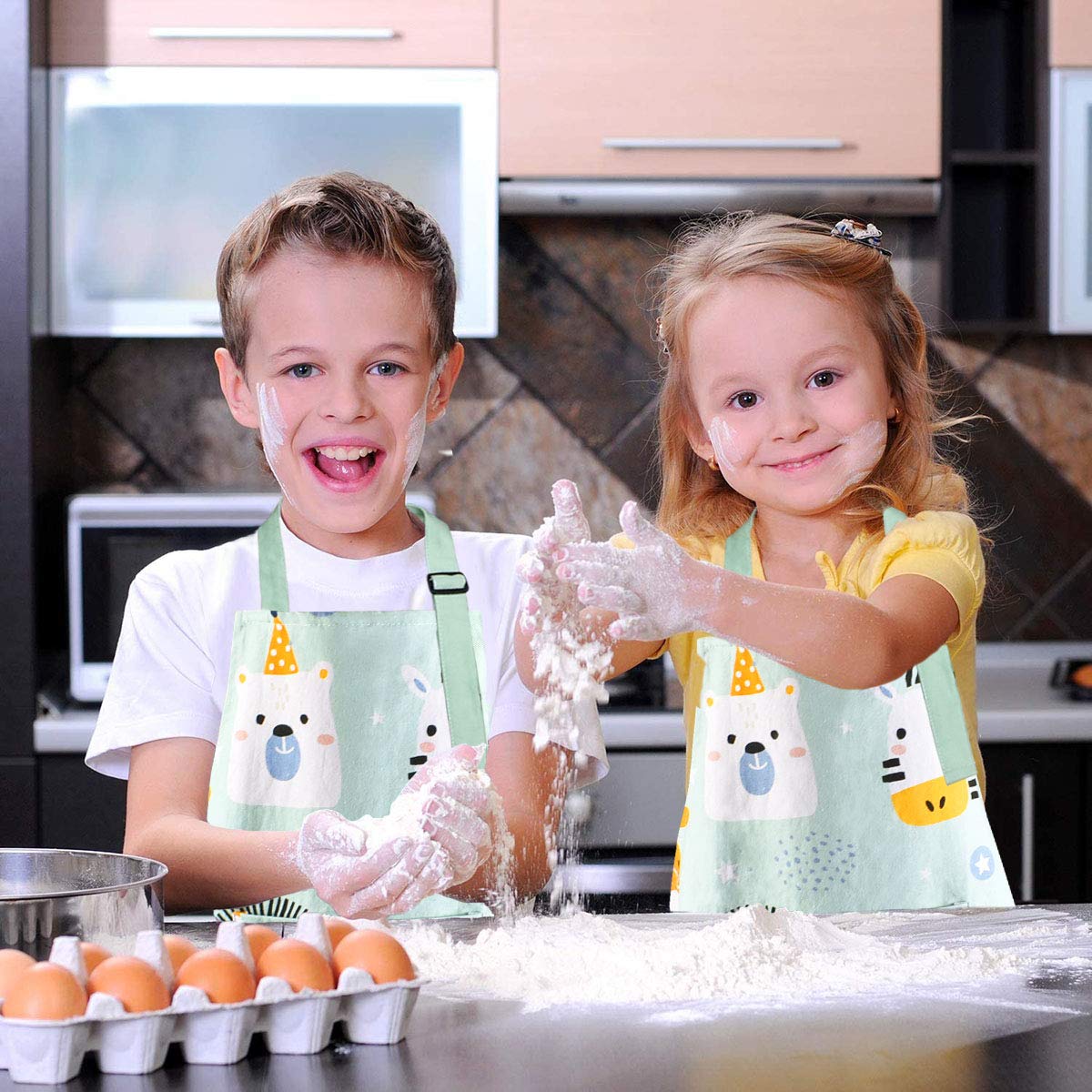 Pipoobear Kids Cotton Apron – Adjustable Strap with Front Pocket for Toddlers, Boys, and Girls