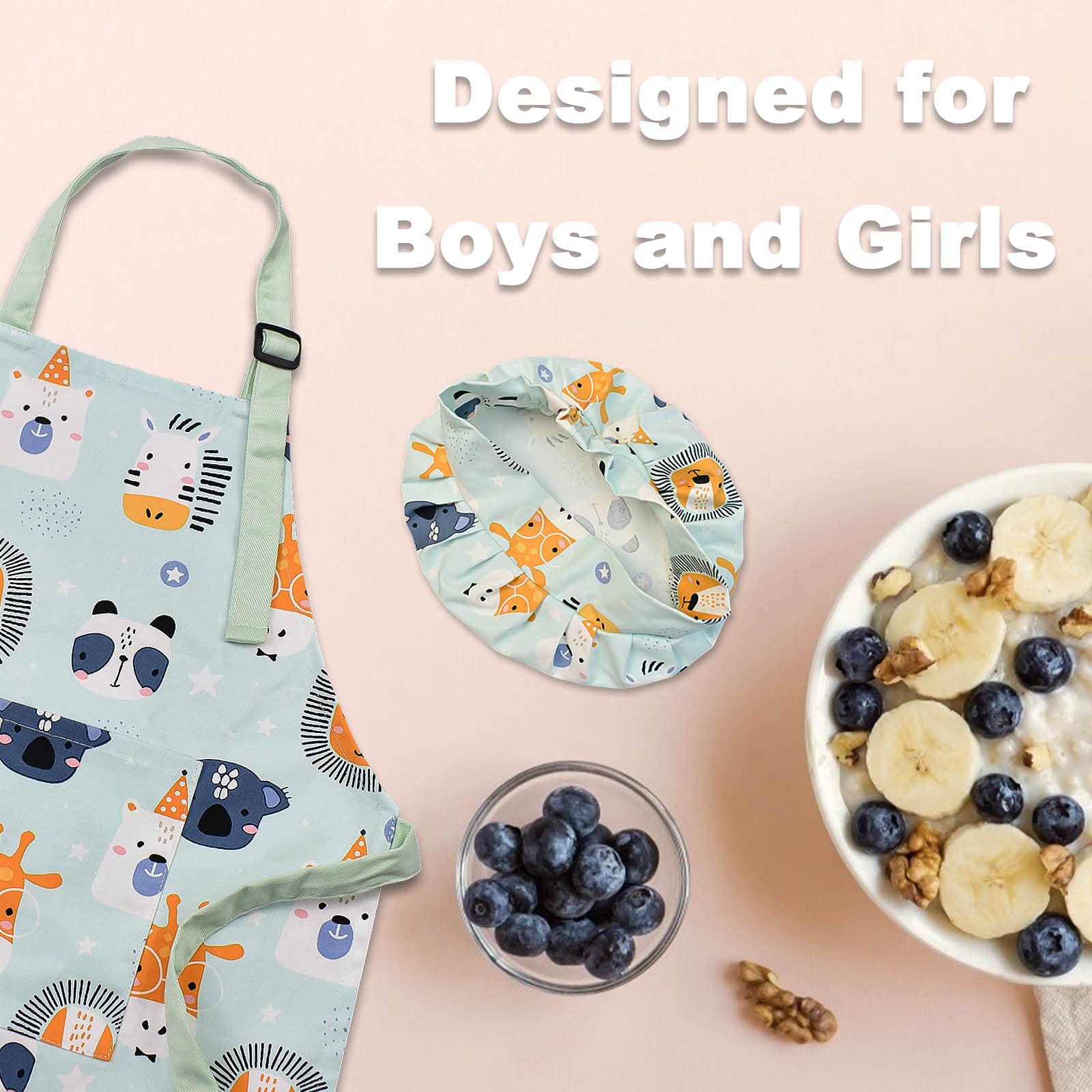 Pipoobear Kids Cotton Apron – Adjustable Strap with Front Pocket for Toddlers, Boys, and Girls