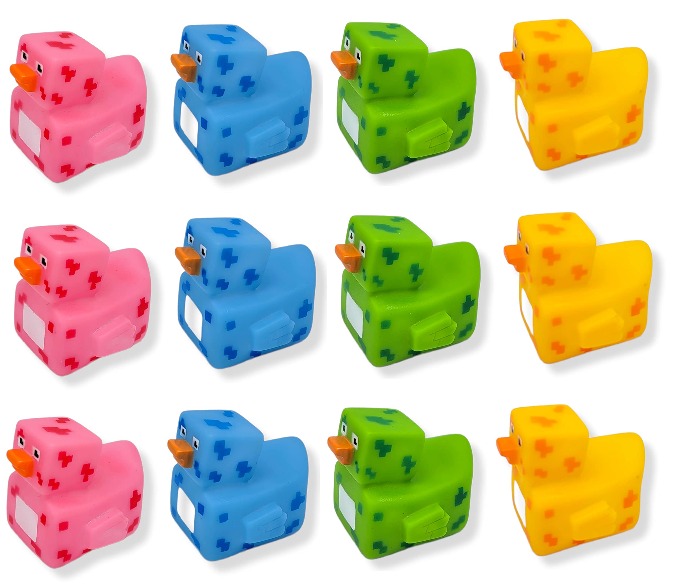 Pixelated Robot Rubber Ducks, 12 Pack - 2 Inch Standard Size, Non-Floating Duck Toys by AMERICAN WIT