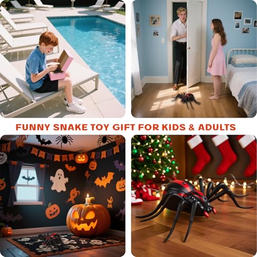 Pixibond Remote Control Spider Toy – Realistic RC Spider with LED Eyes, 8 Wriggling Legs, and Auto Mode for Pranks & Gifts