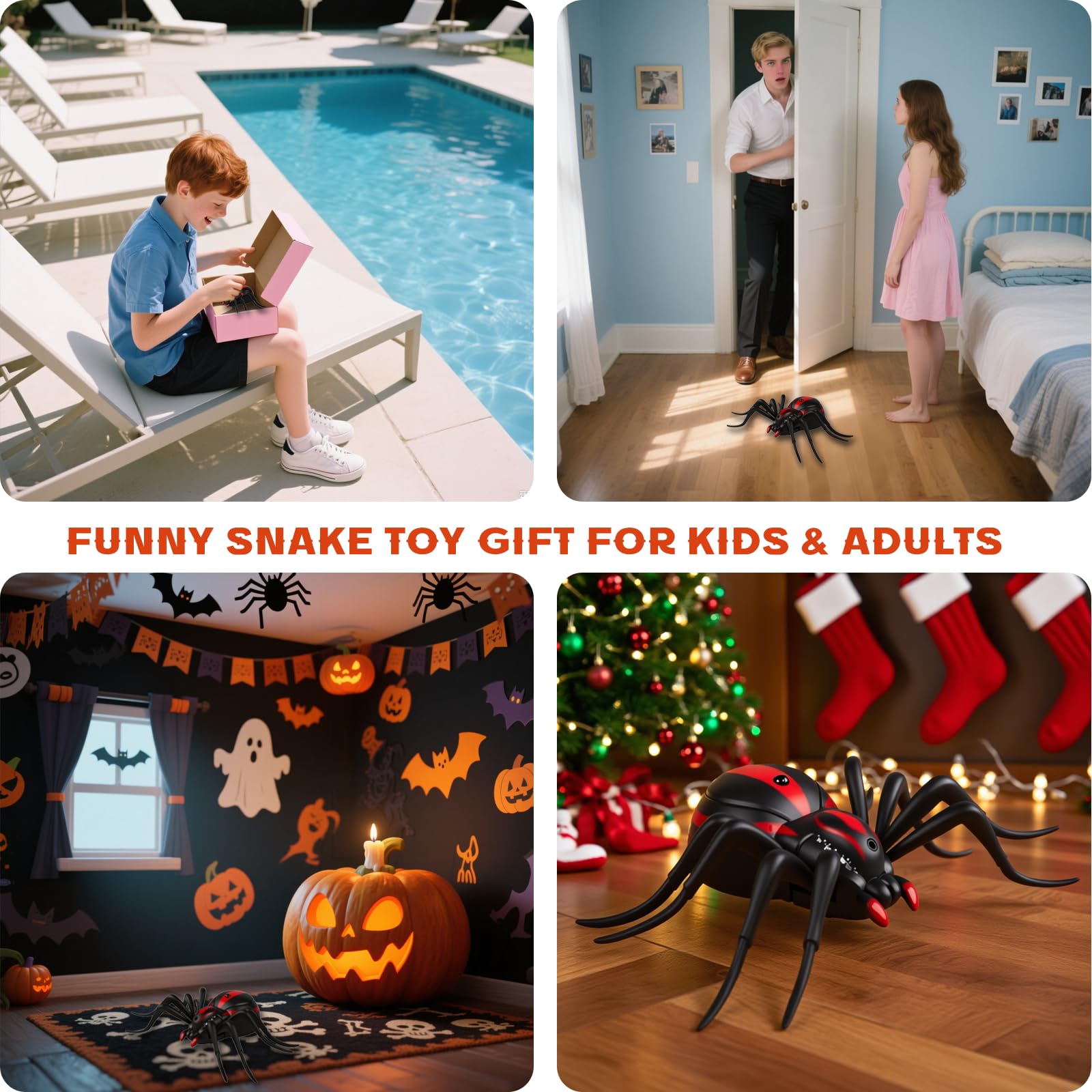 Pixibond Remote Control Spider Toy – Realistic RC Spider with LED Eyes, 8 Wriggling Legs, and Auto Mode for Pranks & Gifts
