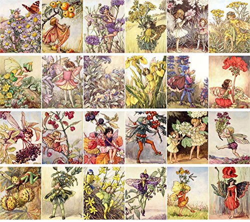 PIXILUV Large Vintage Flower Fairy Stickers – 24 Pack, 2.5x3.5 Inches