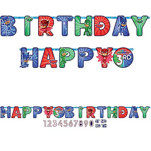 PJ Masks Jumbo Add-An-Age Customizable Birthday Banner – 10.5 ft, Multicolor