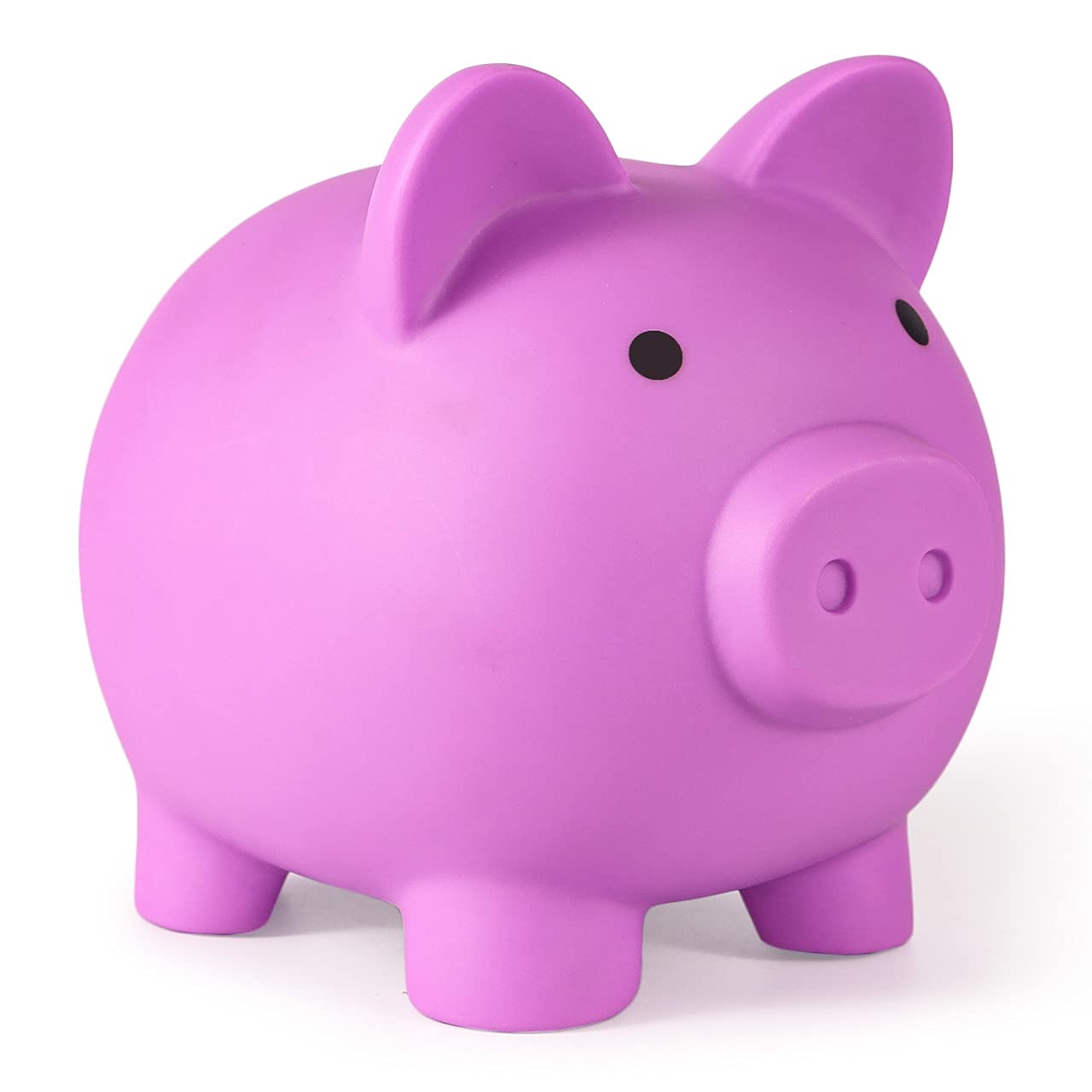 PJDRLLC Light Purple Piggy Bank – Unbreakable Plastic Coin Bank for Kids Ages 4-10, Medium Size with Easy-Access Bottom Knob