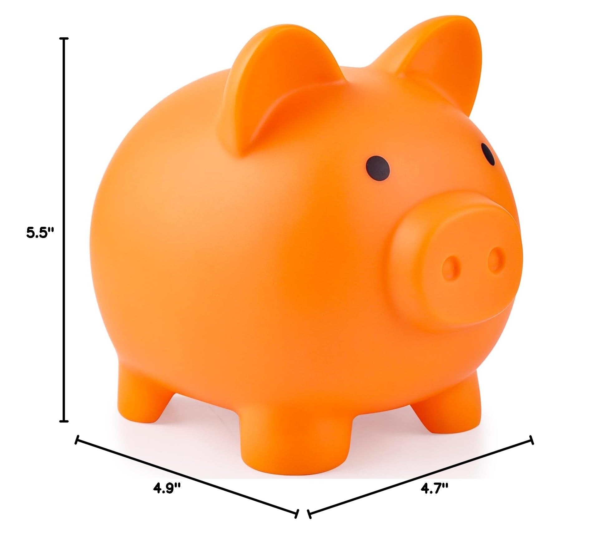 PJDRLLC Orange Piggy Bank: Sturdy Plastic Coin Bank for Kids, Medium Size 5.9x4.7x5.1 Inches, Safe Money Gift for Boys & Girls