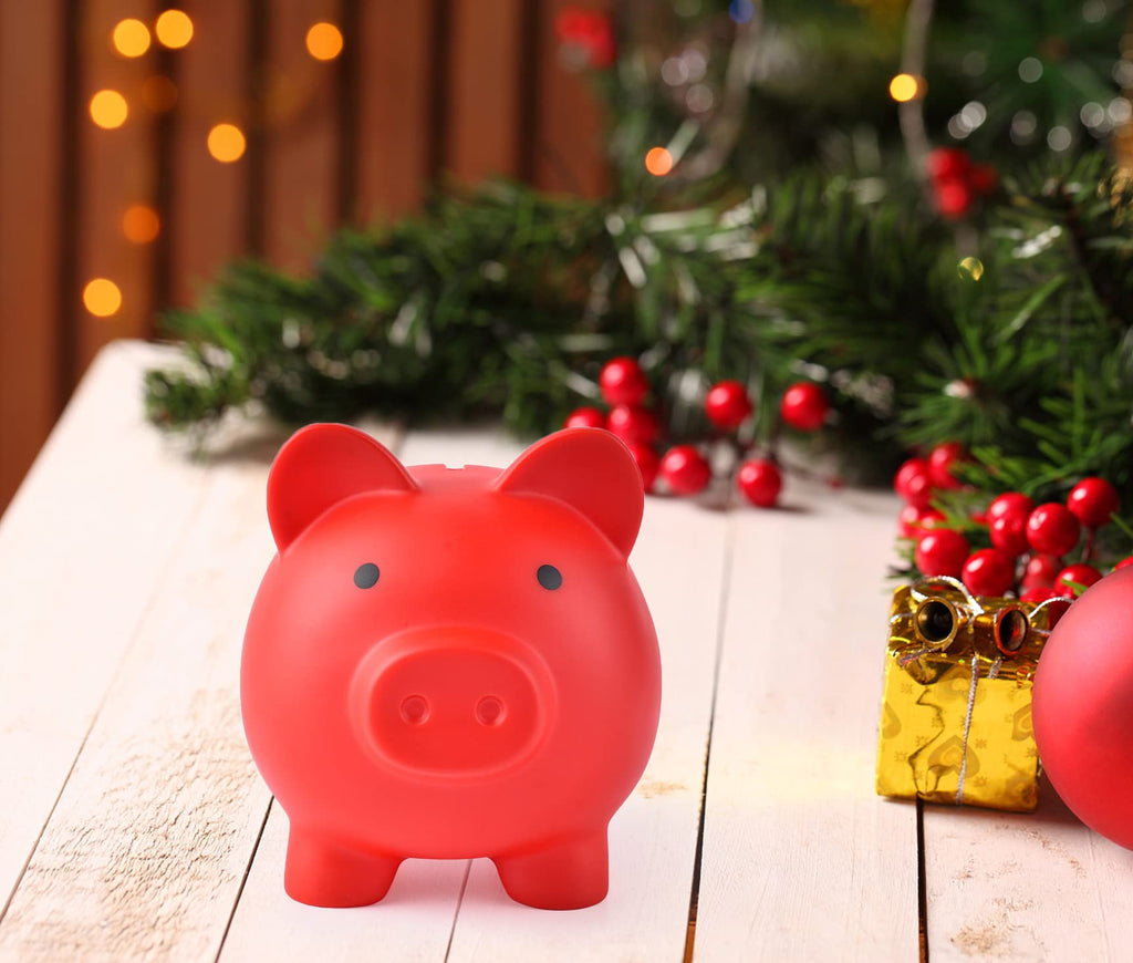 PJDRLLC Unbreakable Plastic Piggy Bank - Medium Coin Bank for Kids, Red
