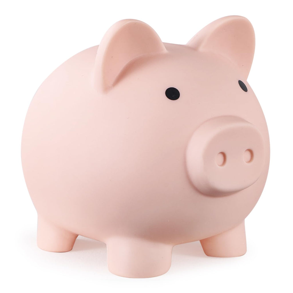 PJDRLLC Unbreakable Plastic Piggy Bank – Medium Size Coin Bank for Kids, Ideal Gift for Birthday, Easter, Christmas (Flesh-Colour)