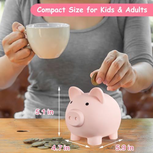 PJDRLLC Unbreakable Plastic Piggy Bank – Medium Size Coin Bank for Kids, Ideal Gift for Birthday, Easter, Christmas (Flesh-Colour)