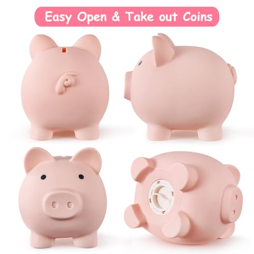 PJDRLLC Unbreakable Plastic Piggy Bank – Medium Size Coin Bank for Kids, Ideal Gift for Birthday, Easter, Christmas (Flesh-Colour)