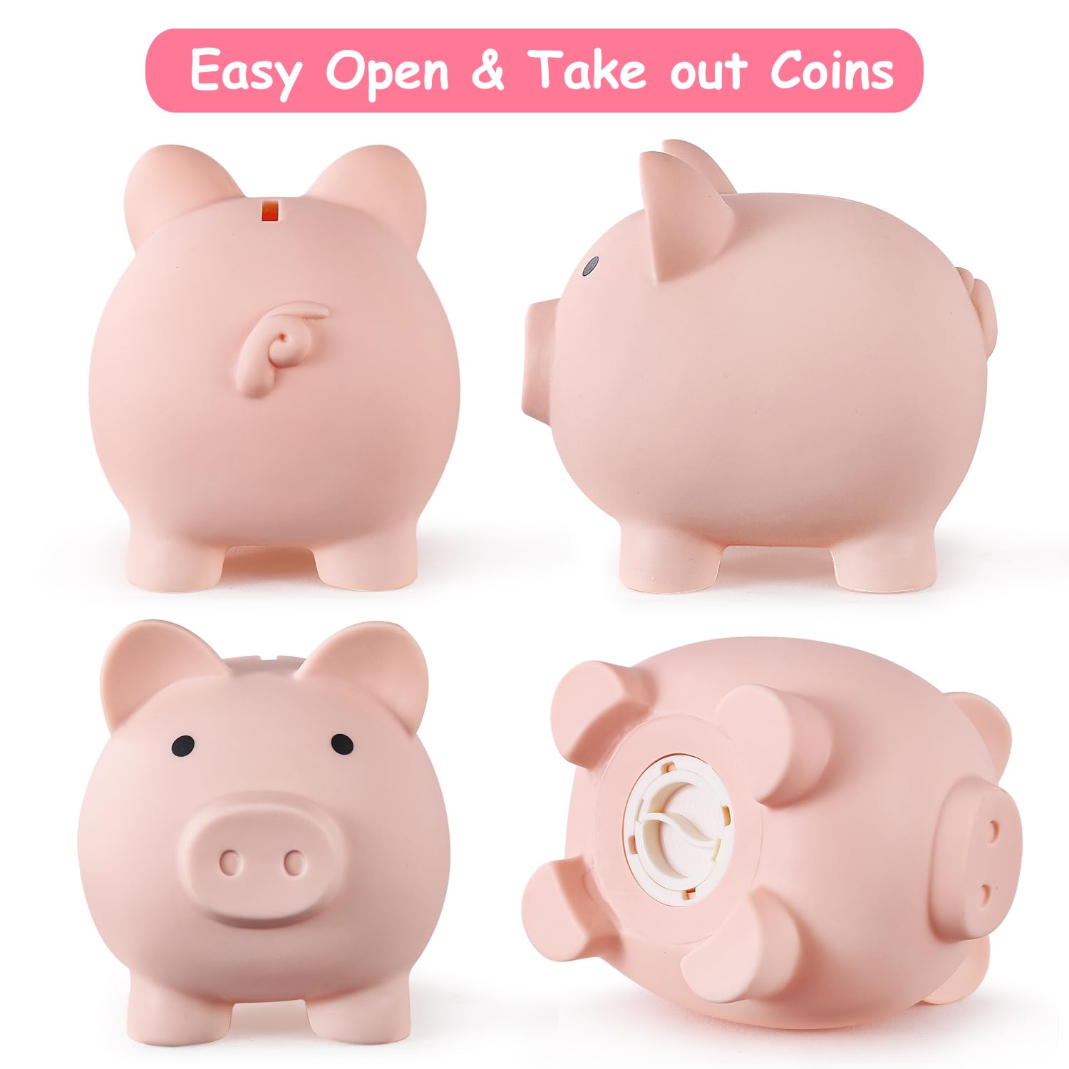 PJDRLLC Unbreakable Plastic Piggy Bank – Medium Size Coin Bank for Kids, Ideal Gift for Birthday, Easter, Christmas (Flesh-Colour)