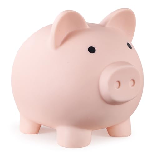 PJDRLLC Unbreakable Plastic Piggy Bank – Medium Size Coin Bank for Kids, Ideal Gift for Birthday, Easter, Christmas (Flesh-Colour)