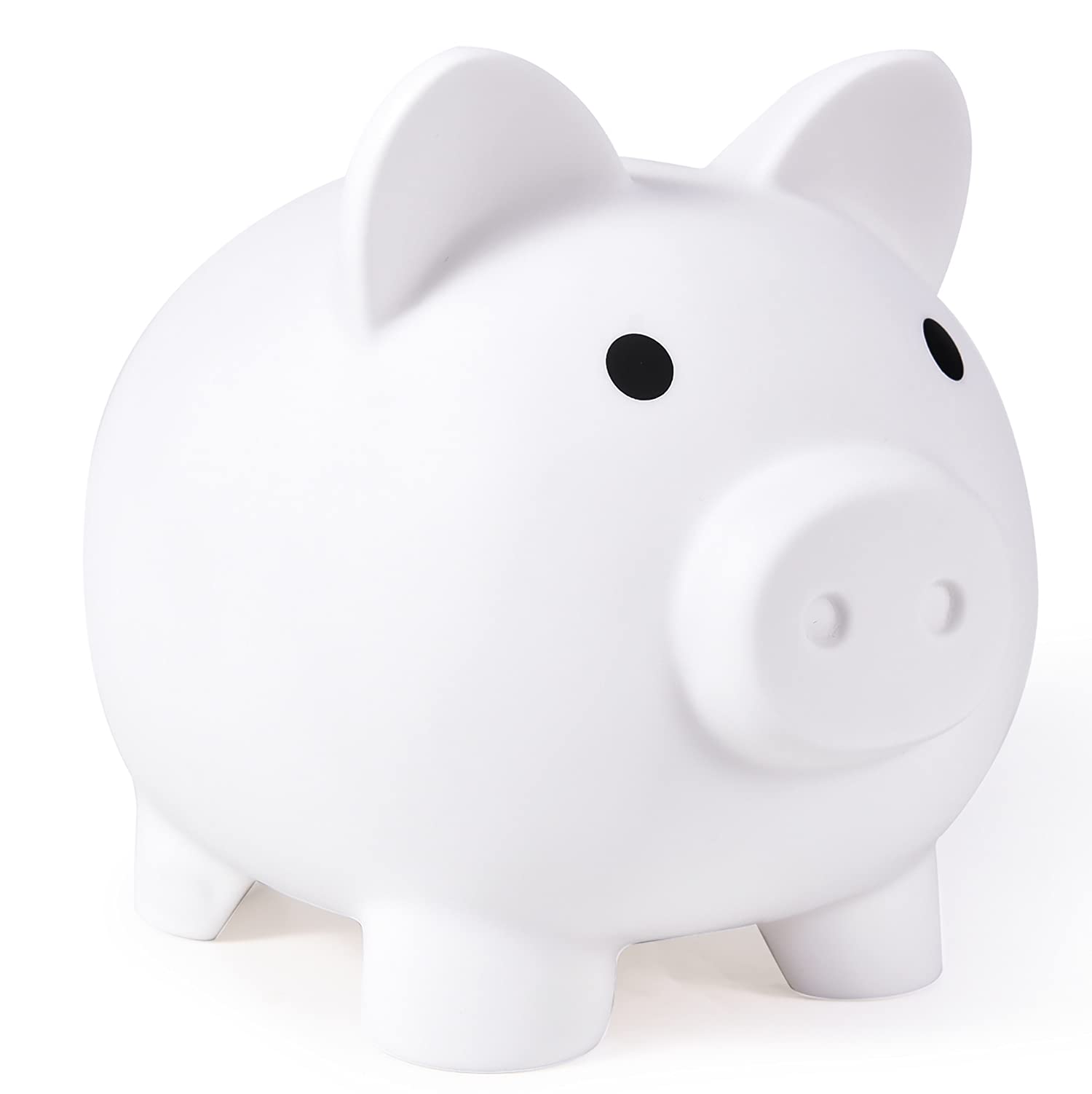 PJDRLLC White Large Piggy Bank - Unbreakable Plastic Coin Bank for Kids Ages 4-10