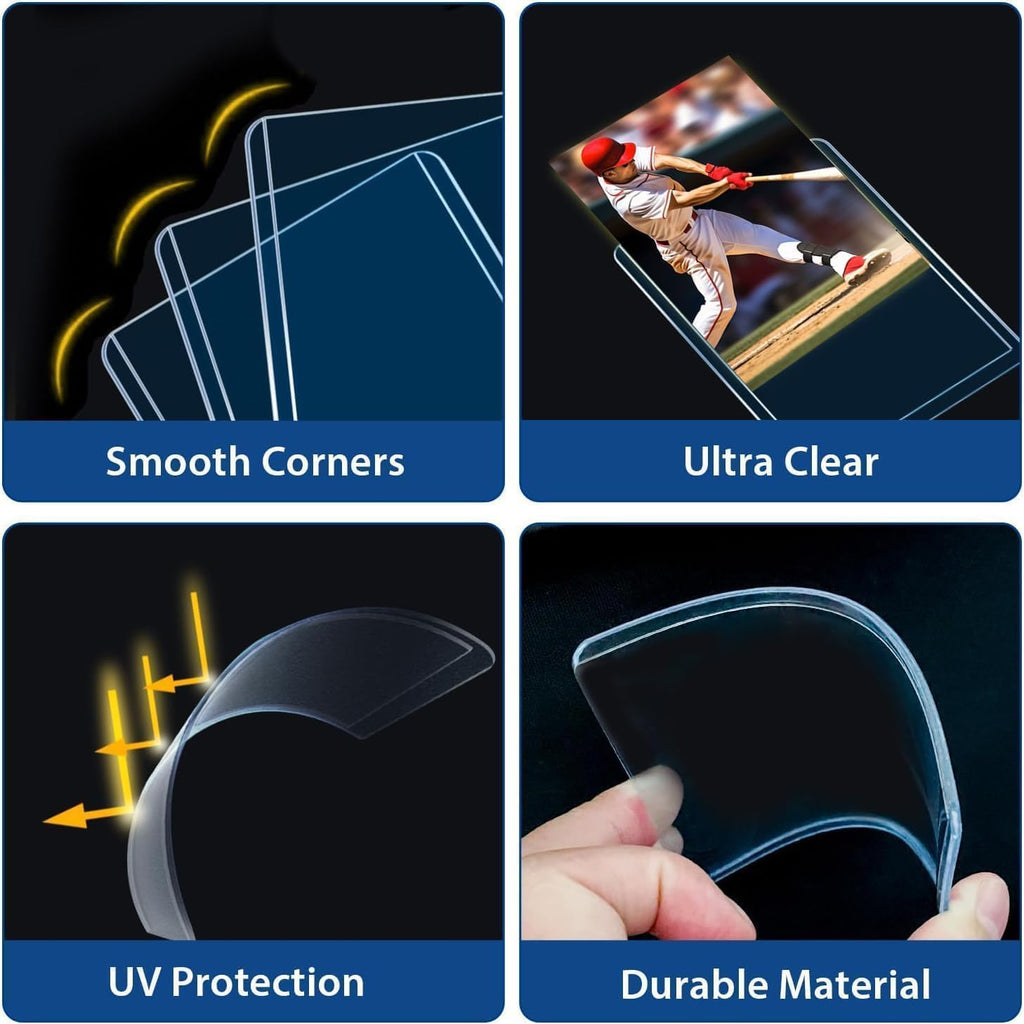 PJU 200-Pack Card Sleeves (100 Hard + 100 Soft) – Clear Plastic Protectors for Trading Cards, 3x4 Inch Outer Dimensions