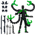 PkghoKids T13 Fully Articulated Action Figure – 5.5" 3D Printed Multi-Jointed Movable Toy with 7 Weapons and 3 Hand Shapes (Black Green)