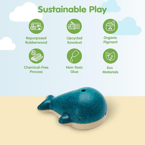 PlanToys Wooden Whale Whistle – Montessori Sound Toy for Creative Play