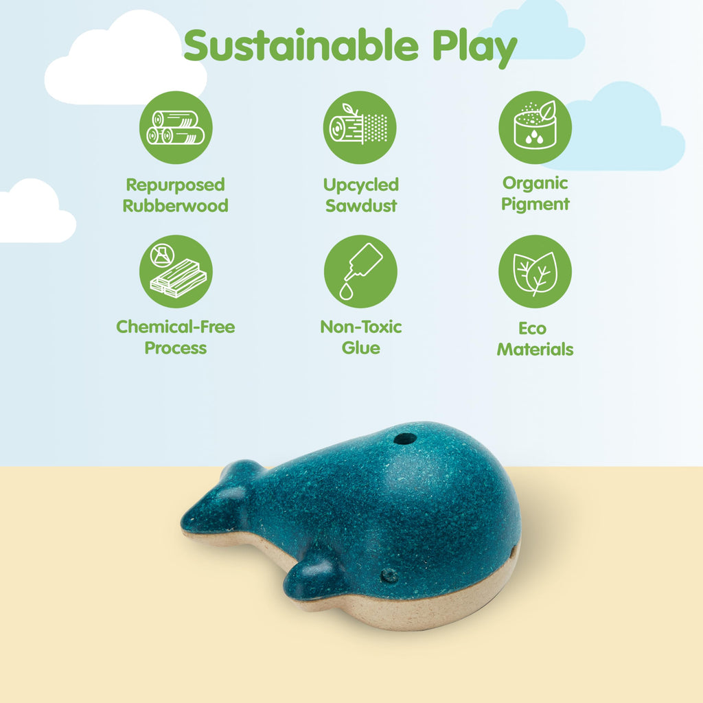 PlanToys Wooden Whale Whistle – Montessori Sound Toy for Creative Play