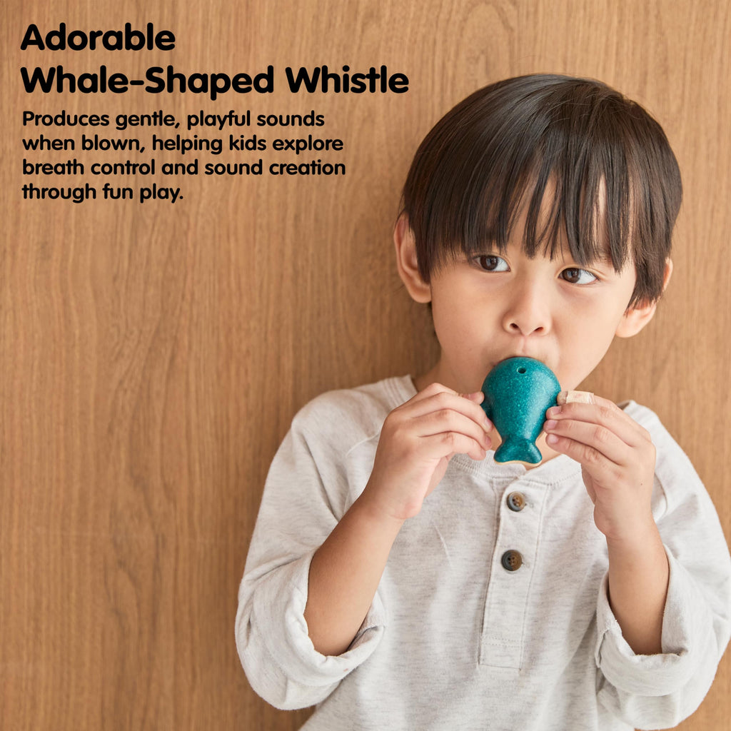 PlanToys Wooden Whale Whistle – Montessori Sound Toy for Creative Play