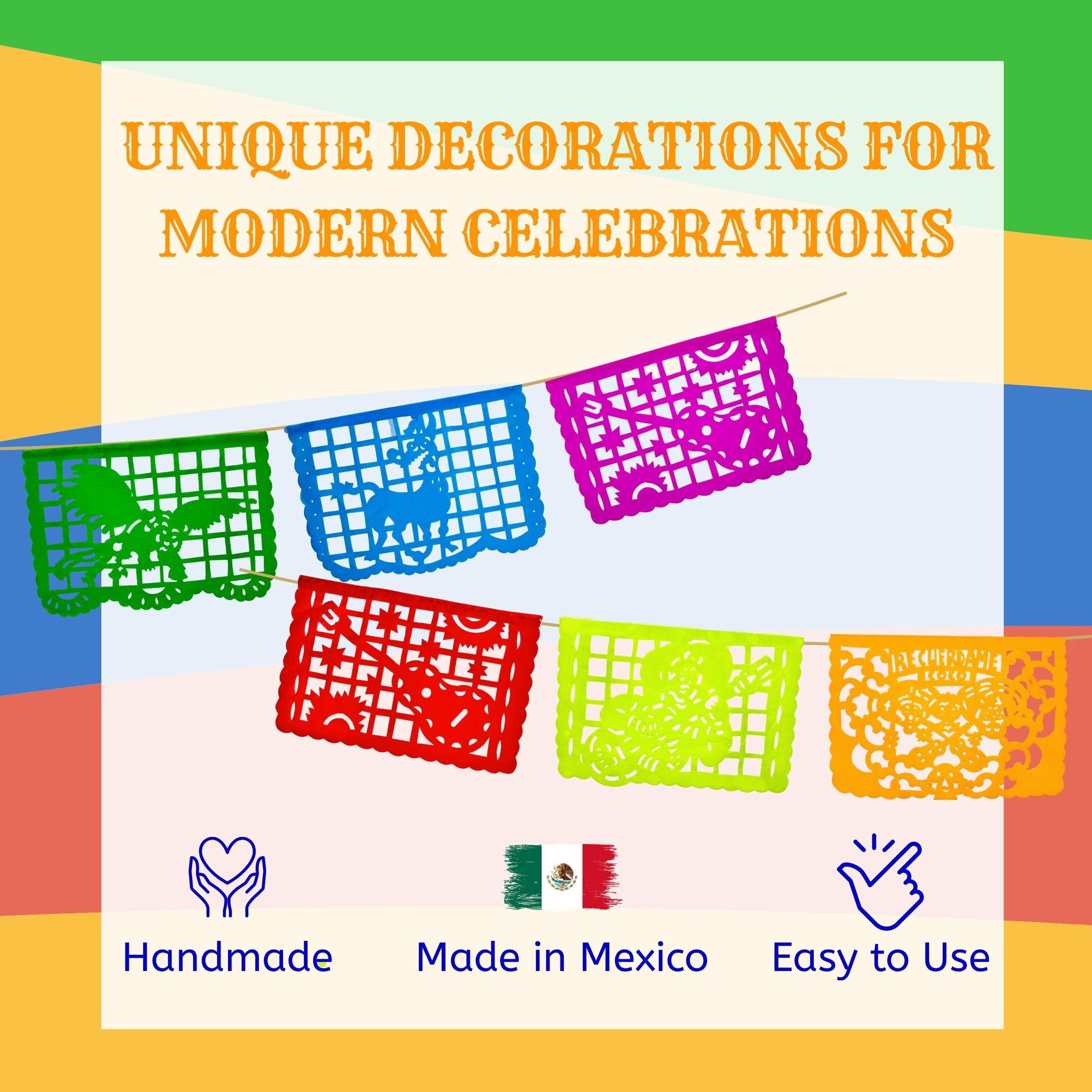 Plastic Papel Picado Banner Set (2 Pack) – 30ft Mexican Party Décor for Día de Muertos, Cinco de Mayo, Birthdays