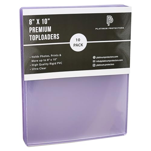 Platinum Protectors 8x10 Toploaders (10-Pack) - Rigid Plastic Holders for Photos & Collectibles