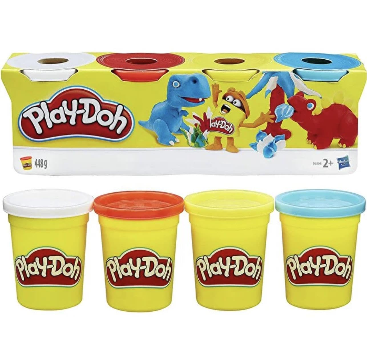 Play-Doh 4-Pack Tubs (140g Each) – Assorted Colors, Refill Pack for Creative Play