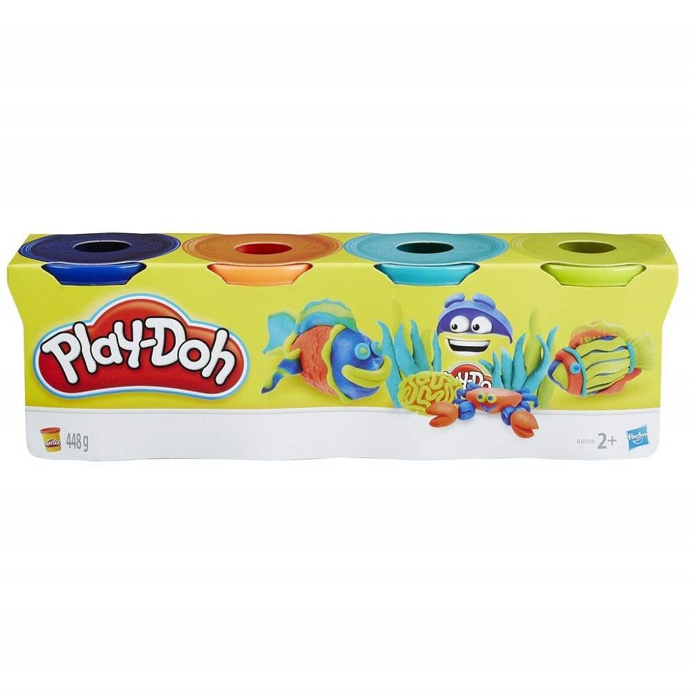 Play-Doh 4-Pack Tubs (140g Each) – Assorted Colors, Refill Pack for Creative Play