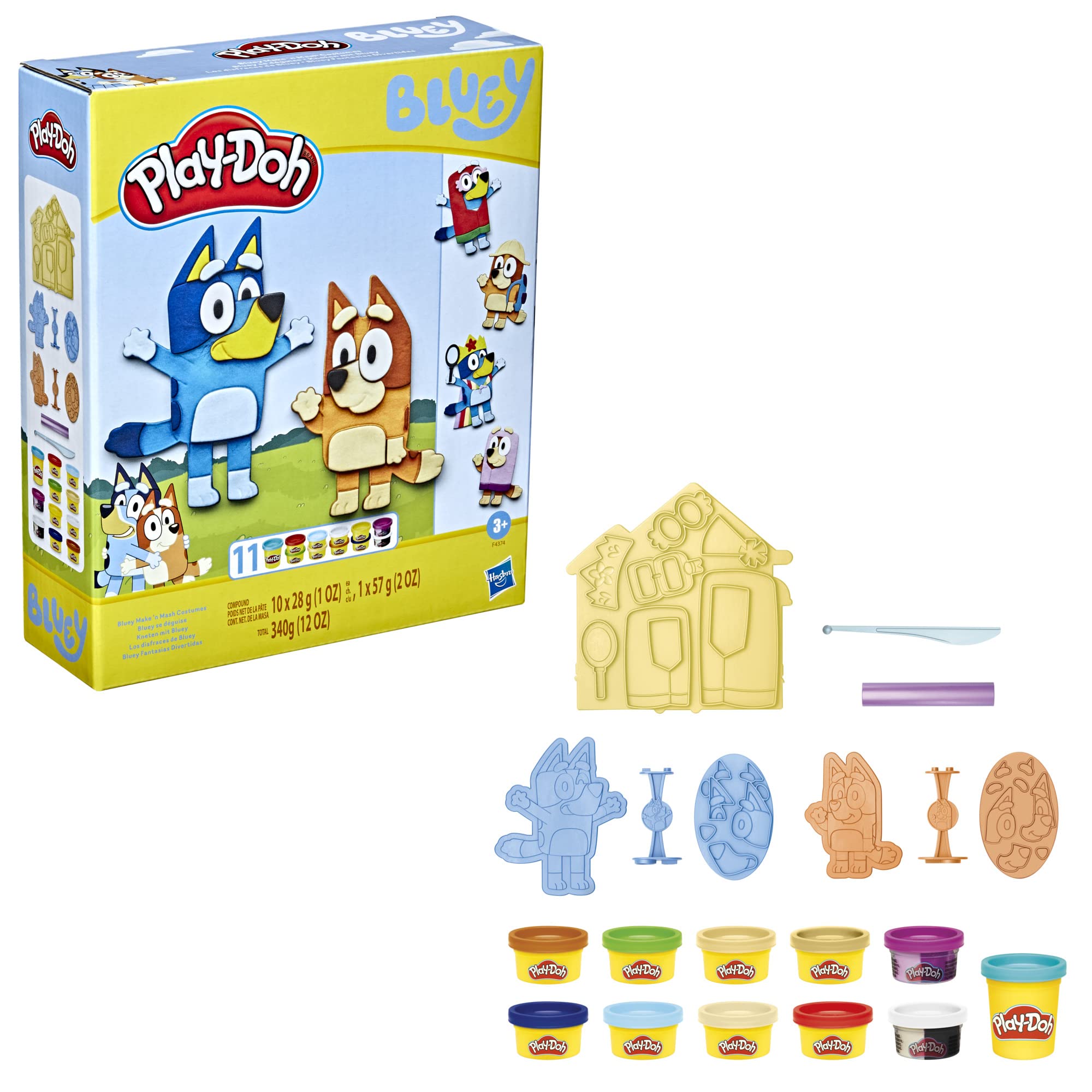 Play-Doh Bluey Make 'n Mash Costumes Playset - 11 Cans, Non-Toxic, Ages 3+