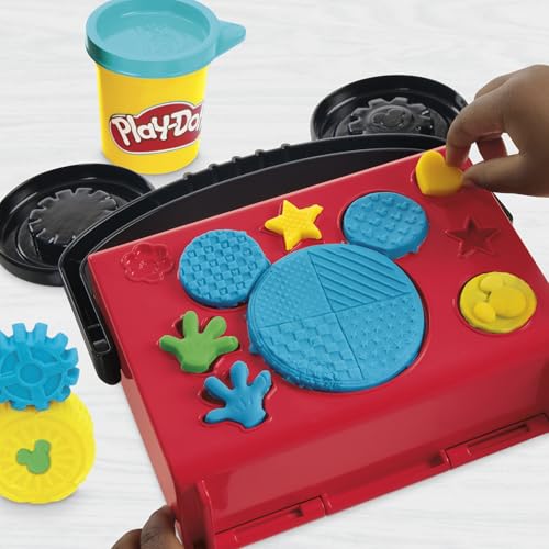 Play-Doh Disney Junior Mickey Mouse On-the-Go Garage Playset – Portable Arts & Crafts with 3 Cans and 4 Tools for Kids 2+