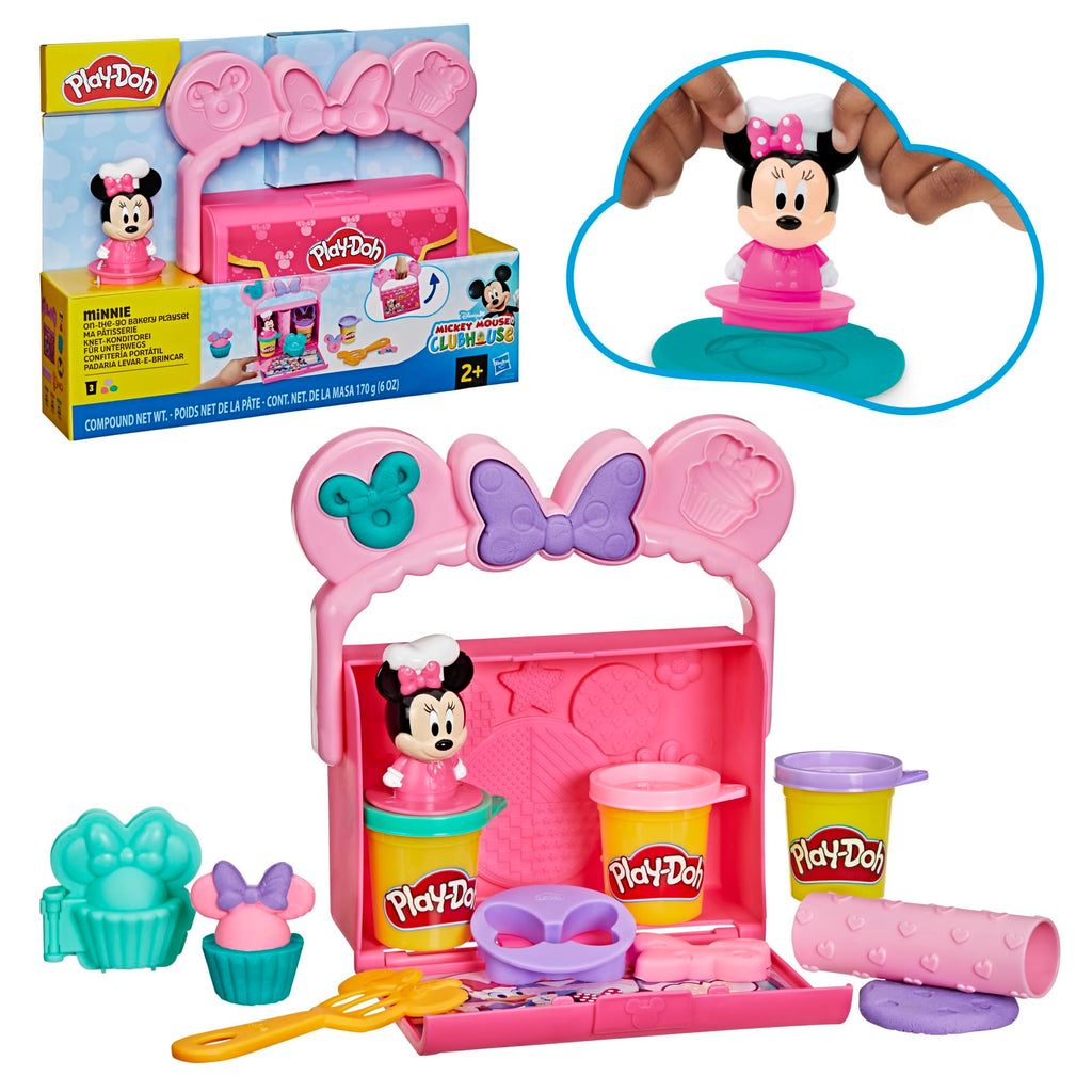Play-Doh Disney Minnie Mouse On-the-Go Bakery Playset with Stamper Figure & 3 Cans, Toddler Arts & Crafts Toy for Ages 2+