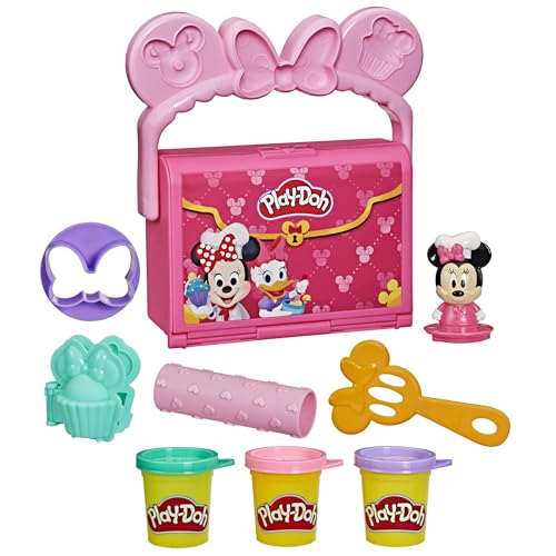 Play-Doh Disney Minnie Mouse On-the-Go Bakery Playset with Stamper Figure & 3 Cans, Toddler Arts & Crafts Toy for Ages 2+