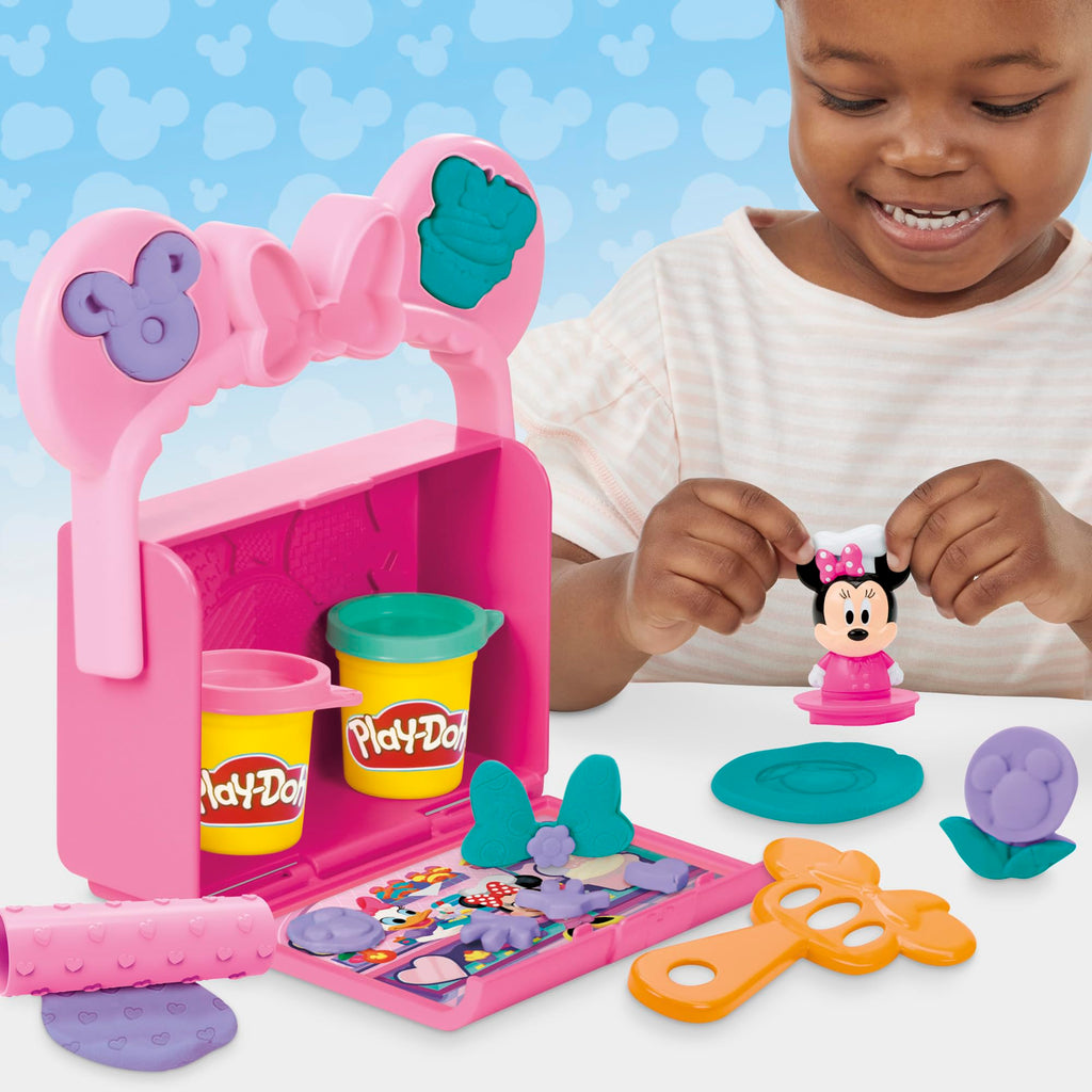 Play-Doh Disney Minnie Mouse On-the-Go Bakery Playset with Stamper Figure & 3 Cans, Toddler Arts & Crafts Toy for Ages 2+