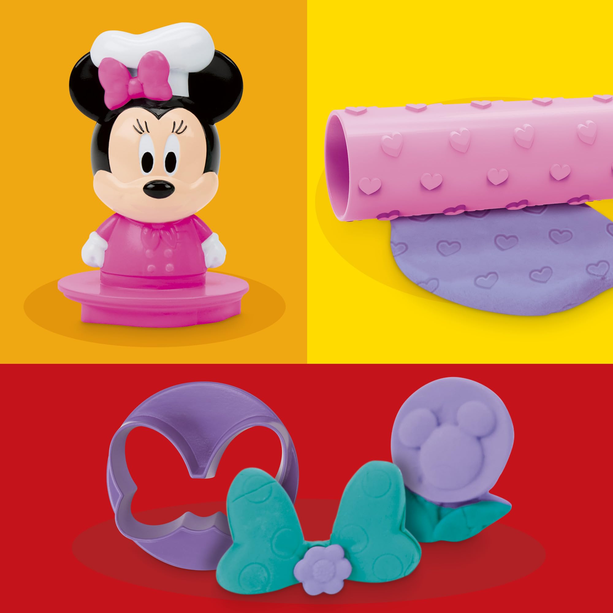Play-Doh Disney Minnie Mouse On-the-Go Bakery Playset with Stamper Figure & 3 Cans, Toddler Arts & Crafts Toy for Ages 2+