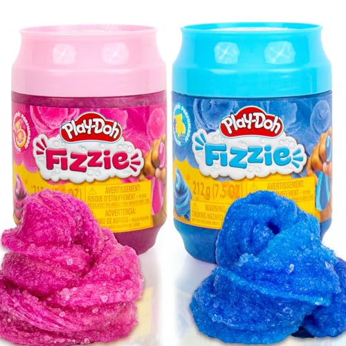 Play-Doh Fizzie Slime – 2 Scented Cans of Strawberry & Blue Raspberry Sensory Toy