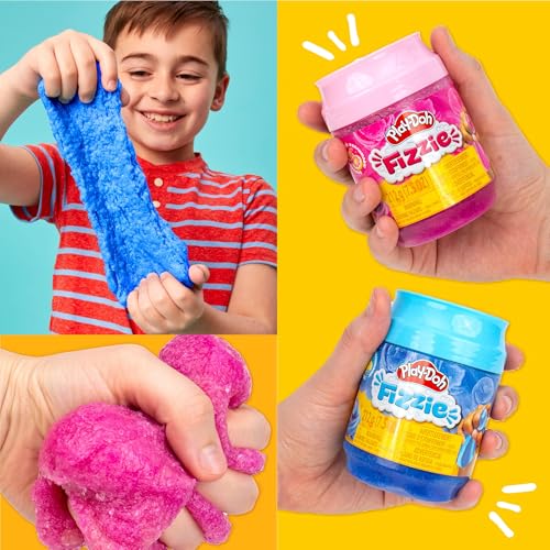 Play-Doh Fizzie Slime – 2 Scented Cans of Strawberry & Blue Raspberry Sensory Toy