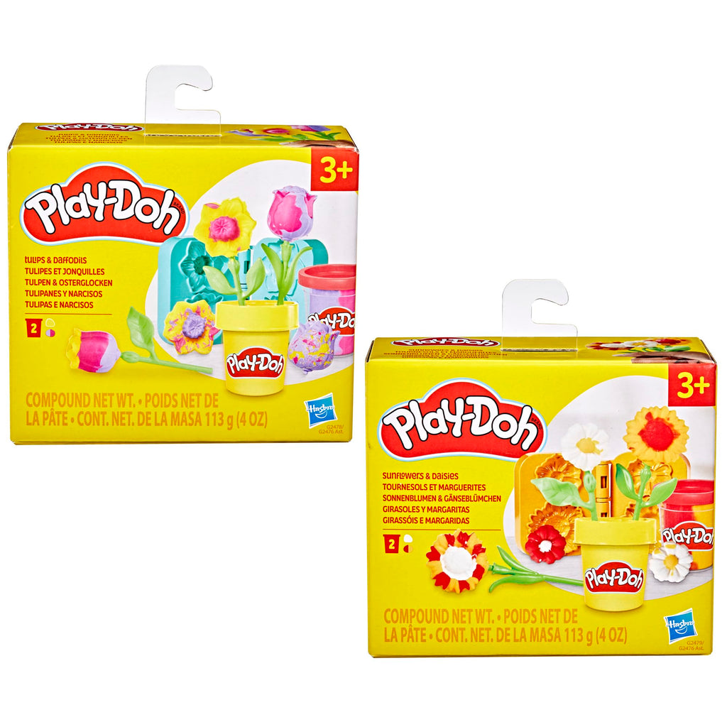 Play-Doh Flower Two Pack: Tulips, Daffodils, Sunflower & Daisies – Kids Arts & Crafts Kit