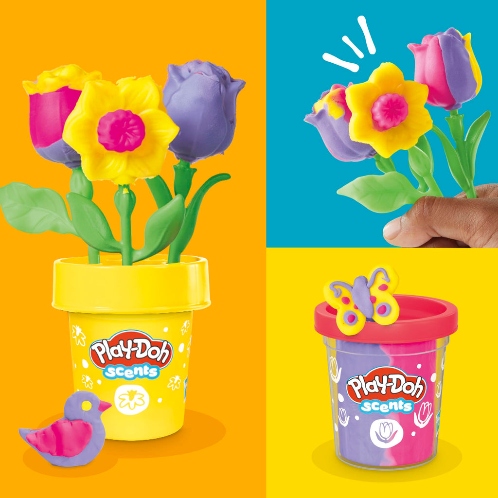 Play-Doh Flower Two Pack: Tulips, Daffodils, Sunflower & Daisies – Kids Arts & Crafts Kit