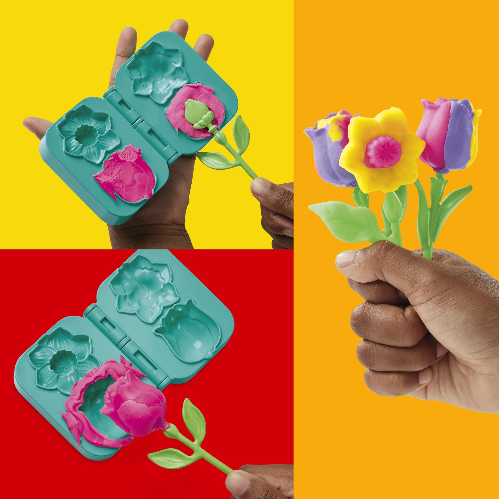 Play-Doh Flower Two Pack: Tulips, Daffodils, Sunflower & Daisies – Kids Arts & Crafts Kit