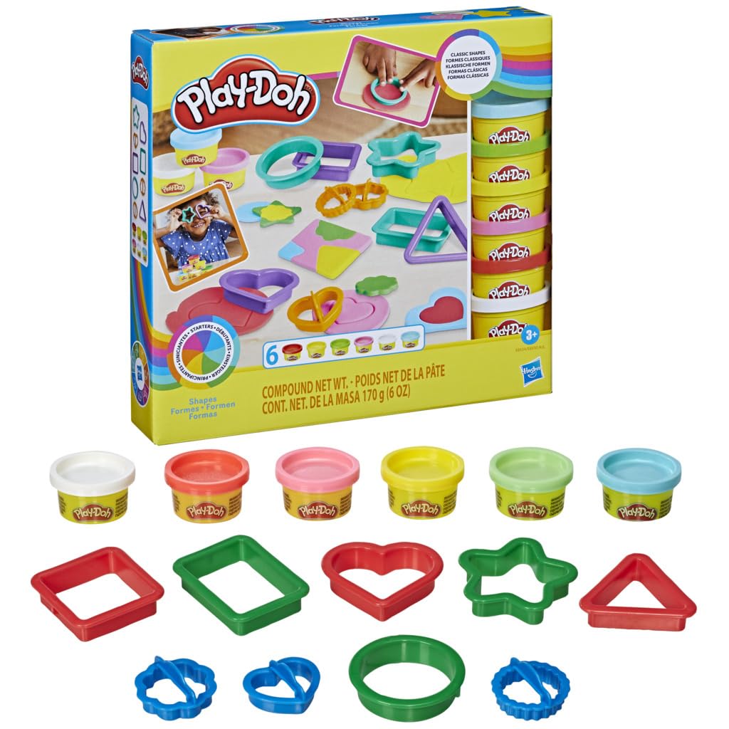 Play-Doh Fun Shapes 9 Cutters + 6 Cans Non-Toxic Modeling Compound for Ages 3+