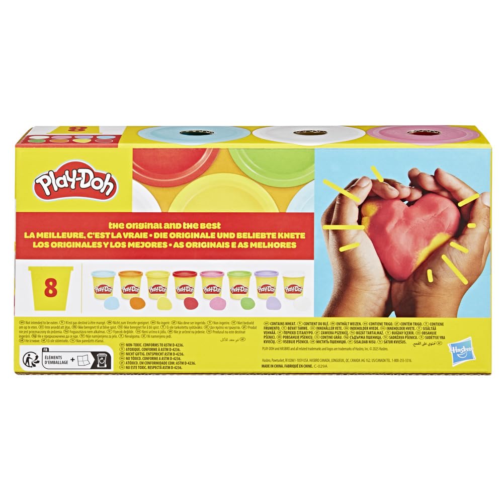 Play-Doh Rainbow 8-Pack: 85g Pots of Modelling Clay in 8 Colors, Non-Toxic, Ages 2+