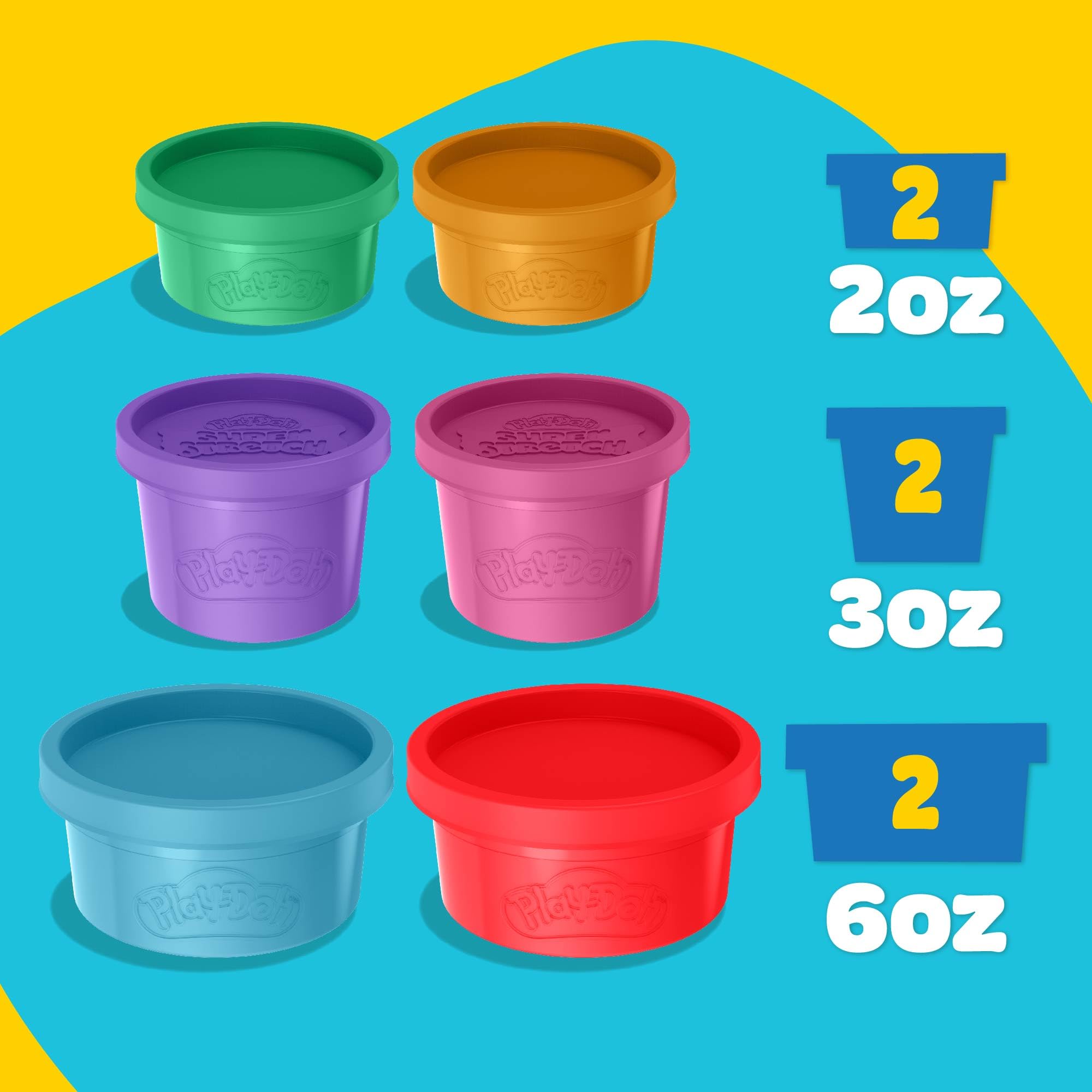 Play-Doh Scented Slime Variety Pack - 6 Super Scented Slimes with Strawberry, Grape, Cotton Candy, Blue Raspberry, Watermelon, Citrus - Super Stretch, Foam, Butter & Cloud Textures