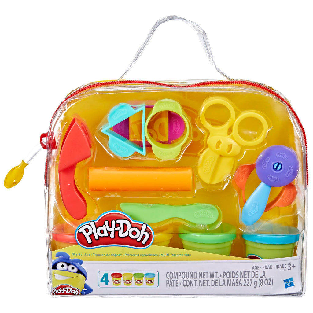 Play-Doh Starter Set 9-Piece Kit with Storage Tote & 4 Cans of Modeling Compound, Ages 3+