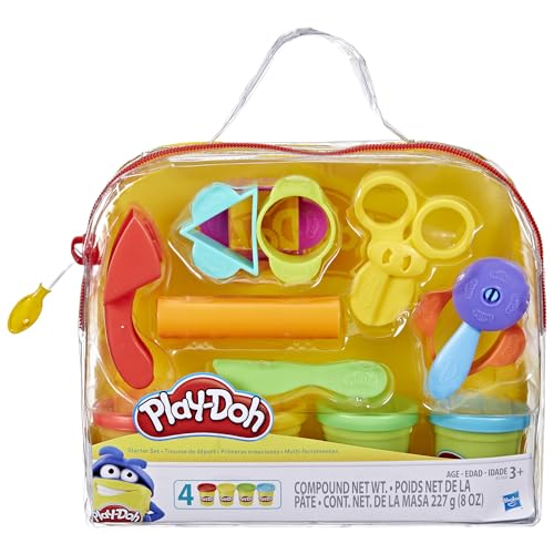 Play-Doh Starter Set 9-Piece Kit with Storage Tote & 4 Cans of Modeling Compound, Ages 3+