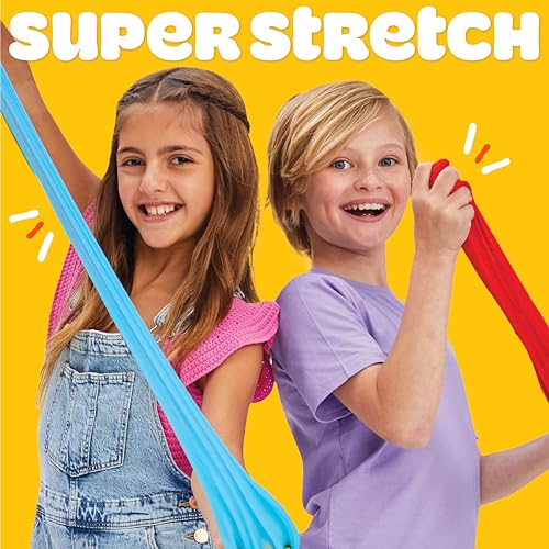 Play-Doh Super Stretch Slime 12-Pack: Rainbow Colors, Pre-Made, No Mess