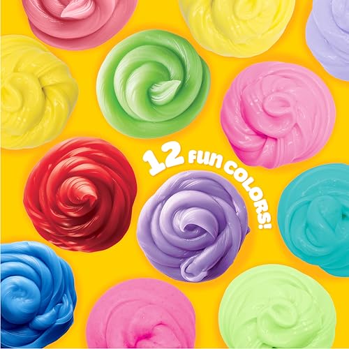 Play-Doh Super Stretch Slime 12-Pack: Rainbow Colors, Pre-Made, No Mess