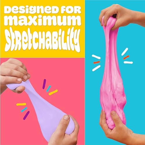 Play-Doh Super Stretch Slime 12-Pack: Rainbow Colors, Pre-Made, No Mess