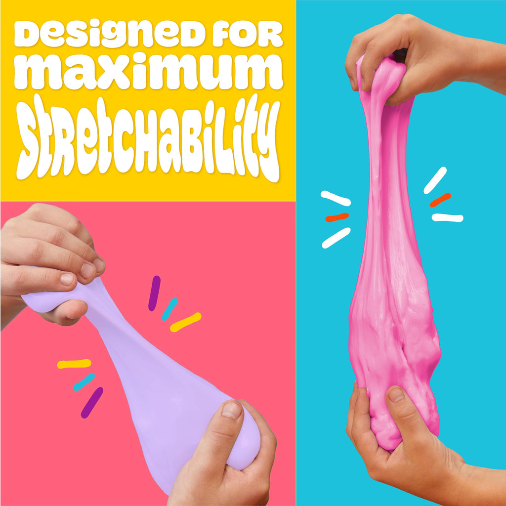 Play-Doh Super Stretch Slime 12-Pack: Rainbow Colors, Pre-Made, No Mess